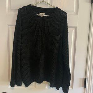 BiBi Ladies Black Crew Neck Loose Fit Boxy Knit Pocket Sweater Size XL